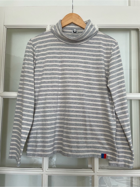 KULE Tops - Kule Breton striped turtleneck light grey and white 100% cotton Large L